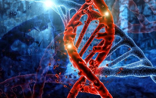istock 3D render red virus science of DNA new technology hologram 1185087382