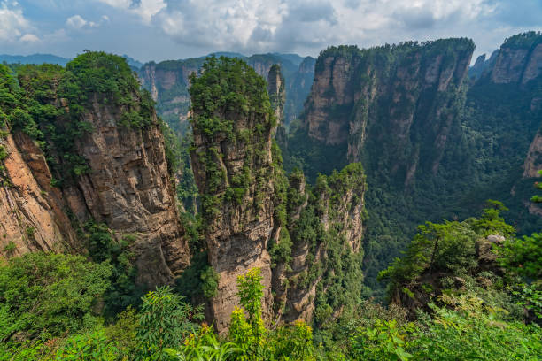 istock Vertical karst pillar rock formations seen from the Enchanting terrace viewpoint 1185088990