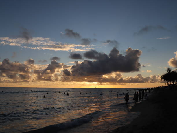 istock Sunset on Waikiki Beach Honolulu Hawaii 1185089985