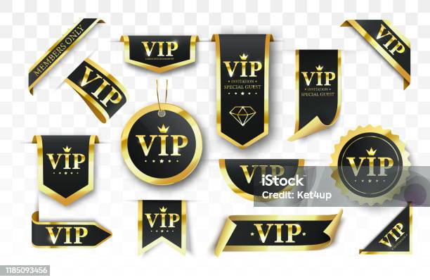 Vip List Graphics Vip Label Badge Or Tag Vector Black Banner With Gold Vip Text Vector ...