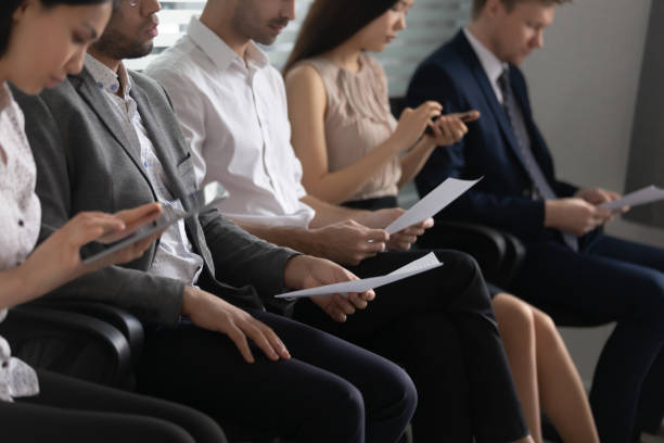 istock Human resource concept, diverse business people applicants sit in row 1185095685