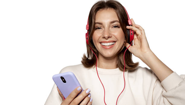 istock Cute female with headphones 1185101578