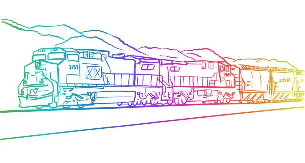 Vector illustration of Freight Train Rainbow