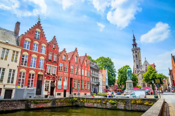 Photo of Beautiful canal and traditional houses in the old town of Bruges (Brugge), Belgium