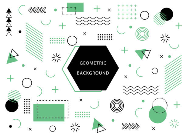 ilustrações de stock, clip art, desenhos animados e ícones de geometric background with abstract element shapes. graphic minimal texture for holiday poster, card, social media. abstract pattern with circle, halftone dots. geometry banner. vector - fun