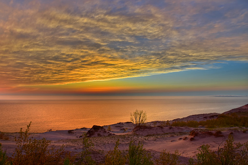 HDR image taken in May of a colourful sunset at Sleeping Bear Dunes National Lakeshore, USA
