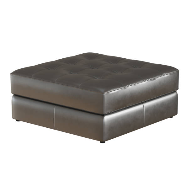 istock Black leather pouf on a white isolated background. 3d rendering 1185114361