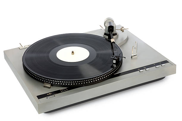 istock Stylish 20-years old turntable with vinyl record having 118511915