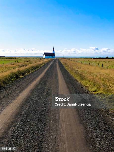 South Iceland Road Trip Church At End Of Road Stock Photo - Download Image Now
