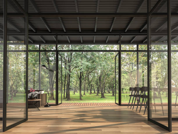istock Industrial loft style house in the garden 3d render 1185130729