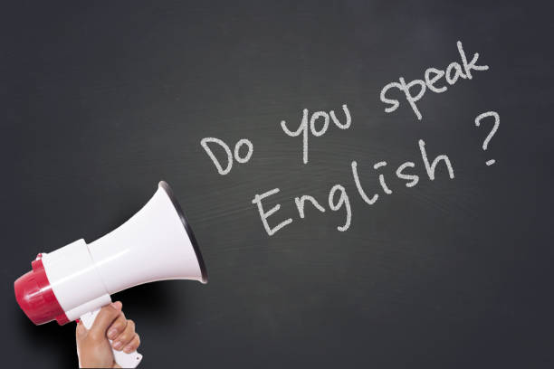 istock Hand Holding Megaphone with Do You Speak English Words 1185132100