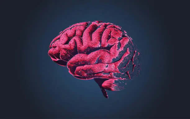 Vector illustration of Vector brain damage illustration isolated on dark BG