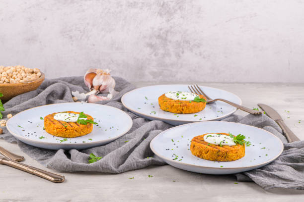 istock Grilled veggie burgers with chickpeas and vegetables 1185135747