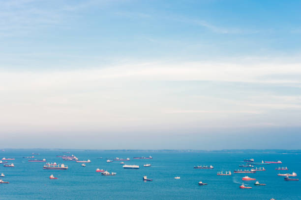 istock Singapore Harbor front with Cargo ships , Singapore harbor 1185151657