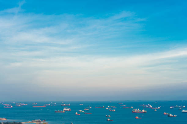 istock Singapore Harbor front with Cargo ships , Singapore harbor 1185154671