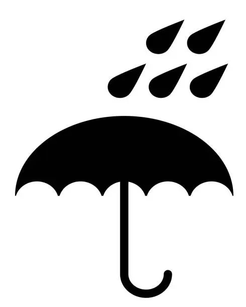 Vector illustration of Keep dry protect from moisture transport packaging sign black umbrella in rain