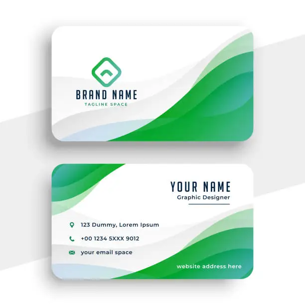 Vector illustration of elegant white and green business card design template