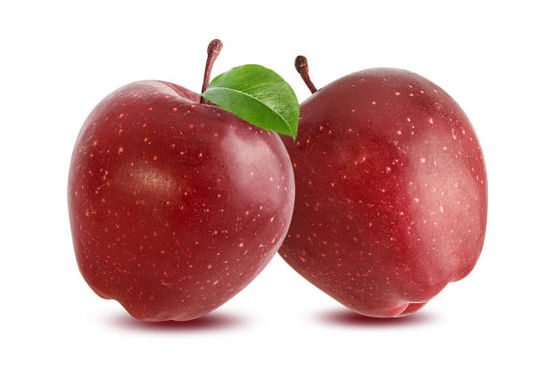 istock Red apple with leaf isolated on white background with clipping path 1185167647