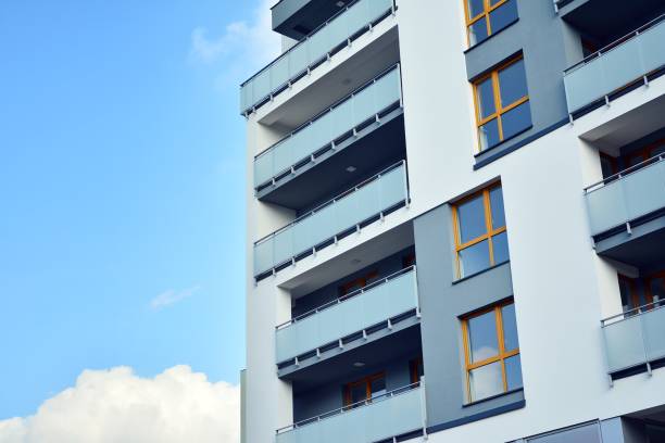 istock Modern apartment buildings on a sunny day with a blue sky. 1185169544