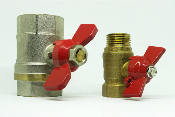 istock Plumbing fitting and ball valve, Fitting for water supply system in house, tools and equipment. isolated on white background 1185171005