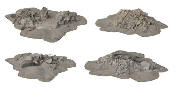 istock Heaps of rubble and debris isolated on white background 3d illustration 1185172344