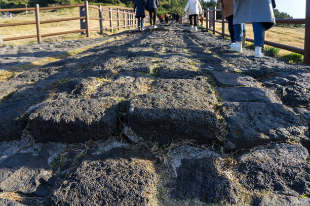 Walkway at Seongsan Ilchulbong Peak or sunrise peak
