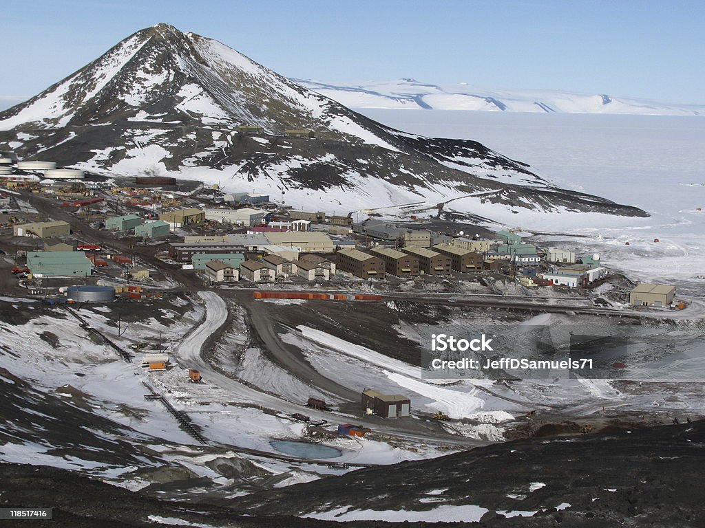 McMurdo Station, Antarctica See other McMurdo Station and Antarctica images in my portfolio. View of McMurdo Station on Ross Island, in Antarctica. Antarctica Stock Photo