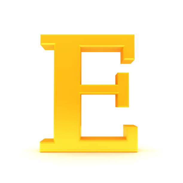 istock letter E gold yellow capital sign alphabet text font 3d render graphic isolated on white background 1185177606