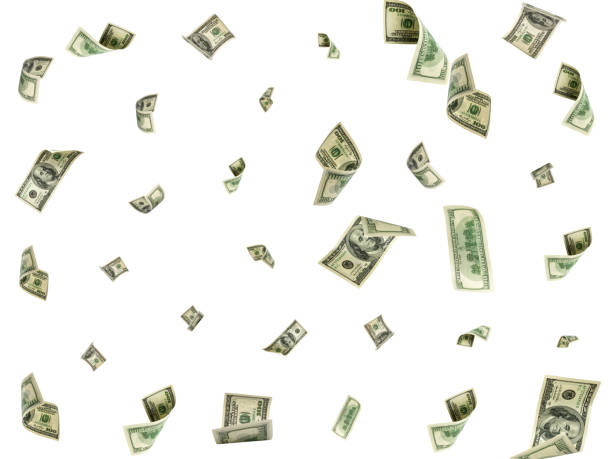istock Hundred dollar bill. Falling money isolated background. American cash. 1185178442