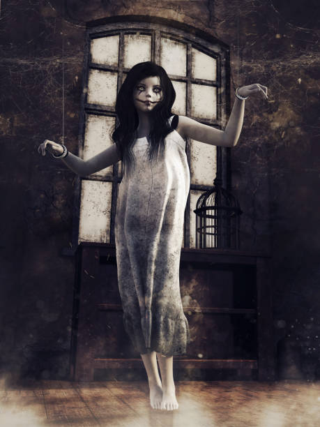 istock Ghost girl in an abandoned house 1185178505