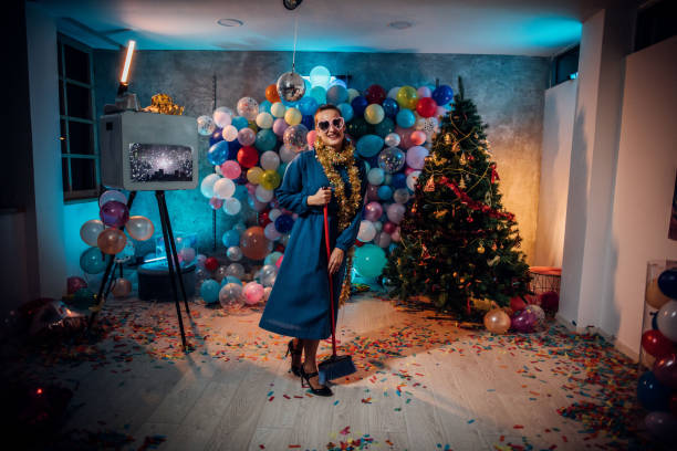 istock Cleaning after new year party celebration 1185178779
