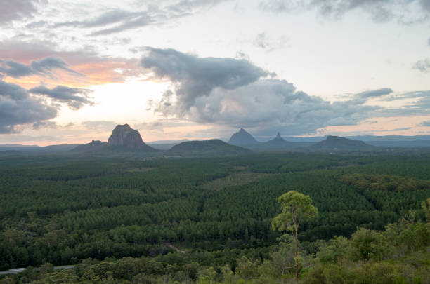 istock Glass House Mountains at sunset 1185179026