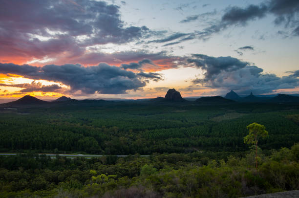 istock Glass House Mountains at sunset 1185180133