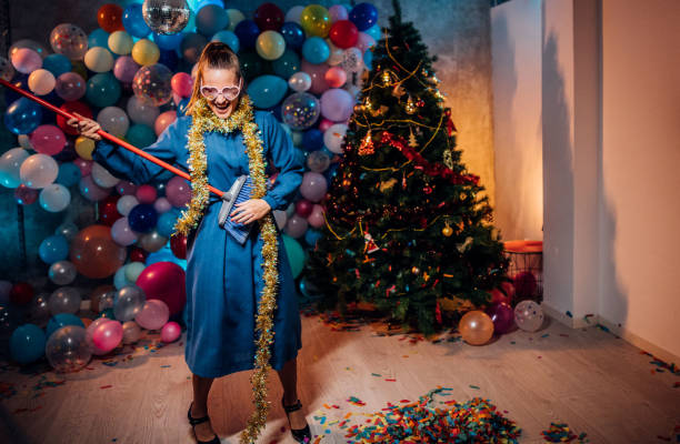Cleaning and dancing after new year party