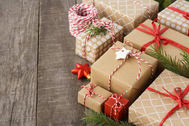 istock Christmas background with gift boxes, toys and decoration. 1185182154