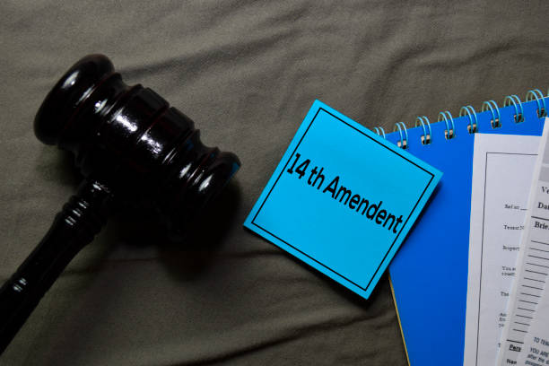 14th Amandment text on sticky notes and gavel isolated on office desk. Law concept 14th Amandment text on sticky notes and gavel isolated on office desk. Law concept circa 14th century stock pictures, royalty-free photos & images