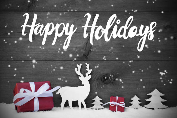 Reindeer, Gift, Tree, Snowflakes, Happy Holidays, Snow