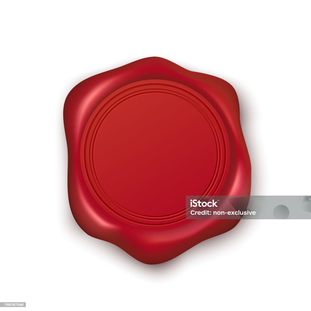 Red Wax Seal Vector Illustration Isolated On White Background Stock