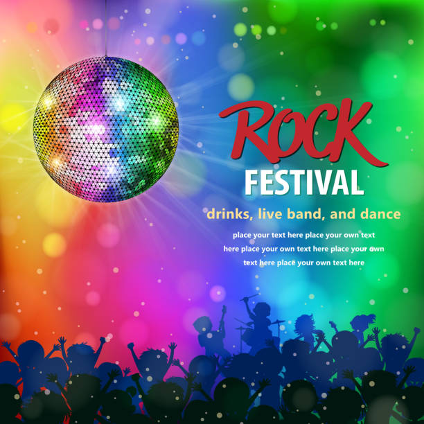illustrations, cliparts, dessins animés et icônes de affiche du festival rock - music festival popular music concert music crowd