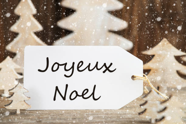 istock Christmas Tree, Label, Joyeux Noel Means Merry Christmas, Snowflakes 1185187396