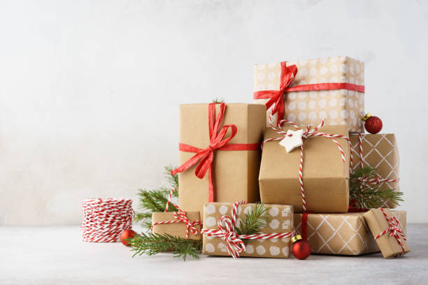 istock Big stack of wrapped Christmas gift boxes, toys and decoration. 1185189734
