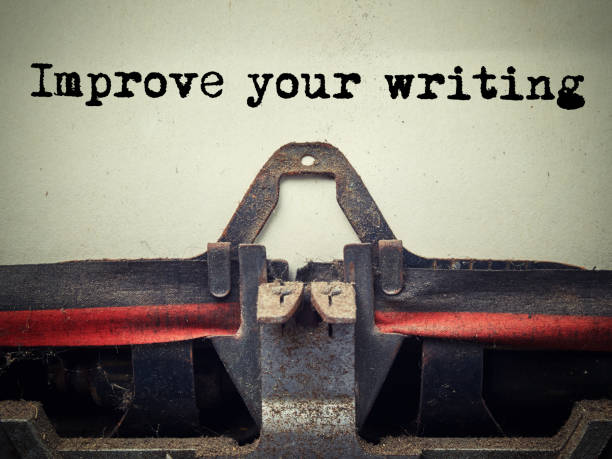 istock Close up of old typewriter covered with dust with improve your writing text 1185190750