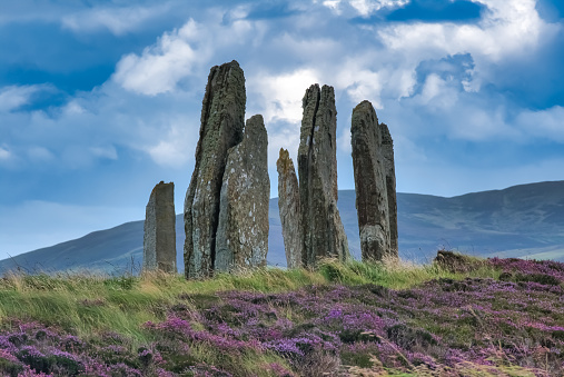 The Ring of Brodgar, a Neolithic henge and stone circle on the largest of the Orkney islands, Scotland. A UNESCO World Heritage Site