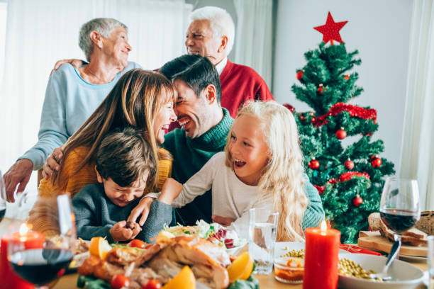 istock Three generation family christmas portrait. 1185193209