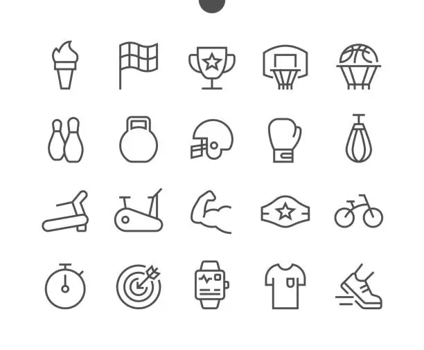 Vector illustration of Sport UI Pixel Perfect Well-crafted Vector Thin Line Icons 48x48 Grid for Web Graphics and Apps. Simple Minimal Pictogram Part 2-2