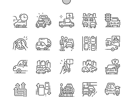 Traffic jams Well-crafted Pixel Perfect Vector Thin Line Icons 30 2x Grid for Web Graphics and Apps. Simple Minimal Pictogram