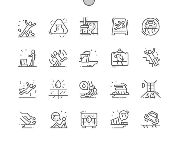 nasser boden gut gestaltete pixel perfect vector thin line icons 30 2x grid für webgrafiken und apps. einfaches minimal piktogramm - spilling stock-grafiken, -clipart, -cartoons und -symbole