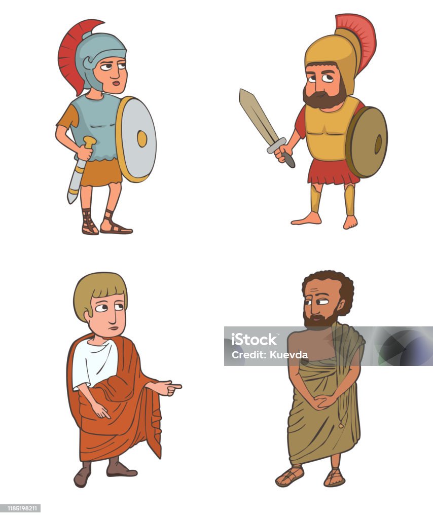 Ilustración de Antiguos Personajes Masculinos De Dibujos Animados Conjunto  y más Vectores Libres de Derechos de Disfraz - iStock