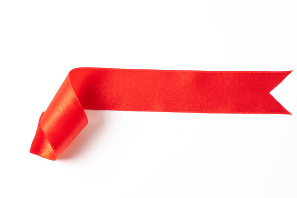 istock Red banners ribbons label on white background 1185199422