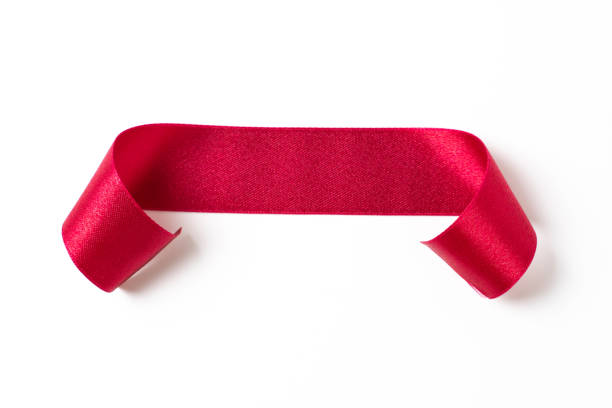 istock Red banners ribbons label on white background 1185199431
